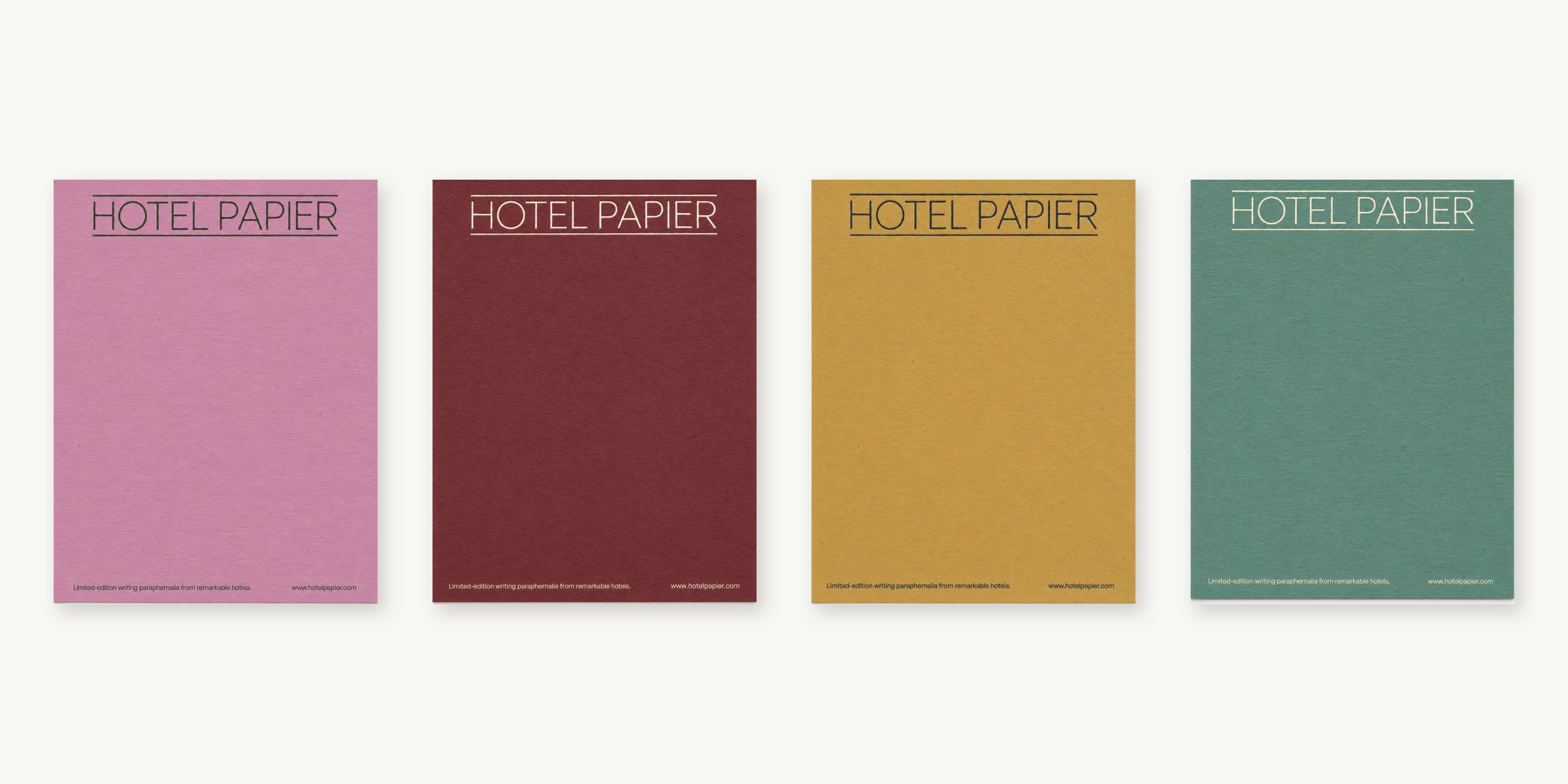 Hotel Papier letterhead in four colourways