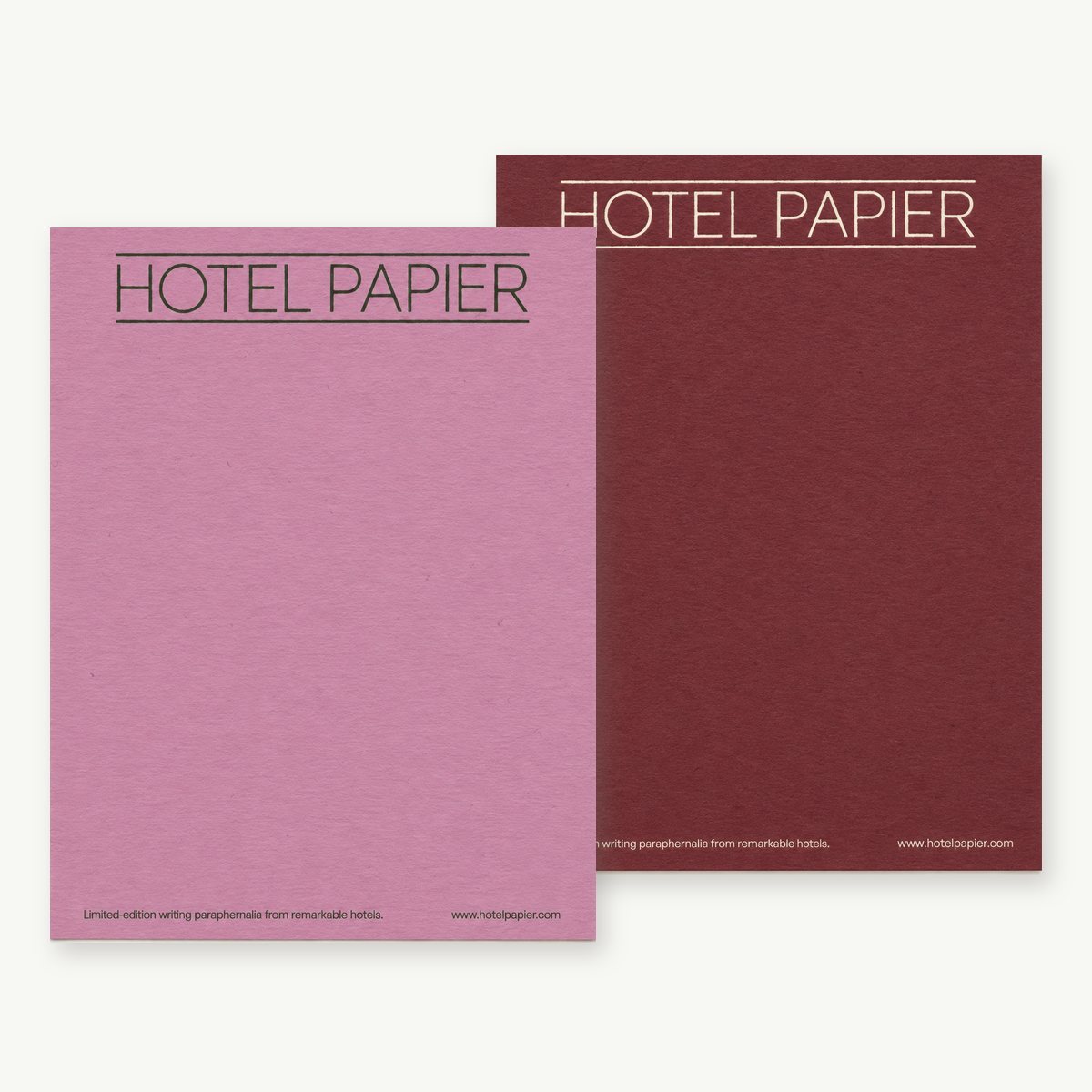 Hotel Papier house letterhead in two colourways